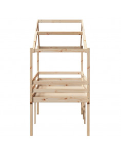 Letto a Soppalco con Tetto 90x200 cm in Legno di Pino 2