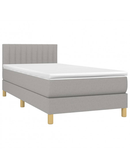 Letto a Molle Materasso e LED Grigio Chiaro 90x190 cm Tessuto
