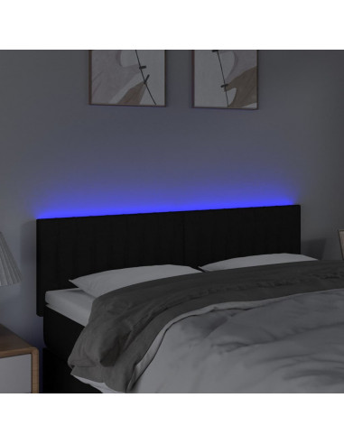 Testiera a LED Nera 144x5x78/88 cm in Tessuto