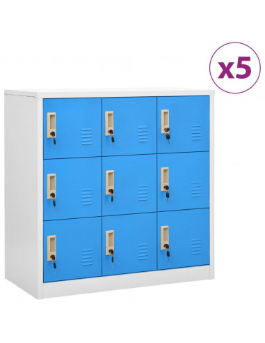 Armadietti e Chiavi 5pz Grigio Chiaro Blu 90x45x92,5cm Acciaio