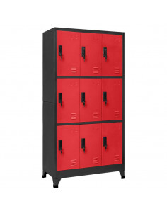 Armadietto con Serratura Antracite e Rosso 90x45x180cm Acciaio 2