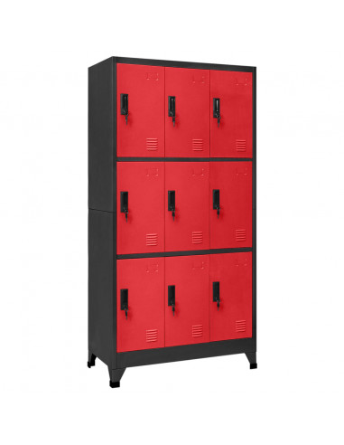 Armadietto con Serratura Antracite e Rosso 90x45x180cm Acciaio