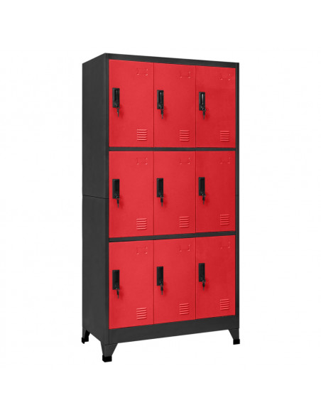 Armadietto con Serratura Antracite e Rosso 90x45x180cm Acciaio