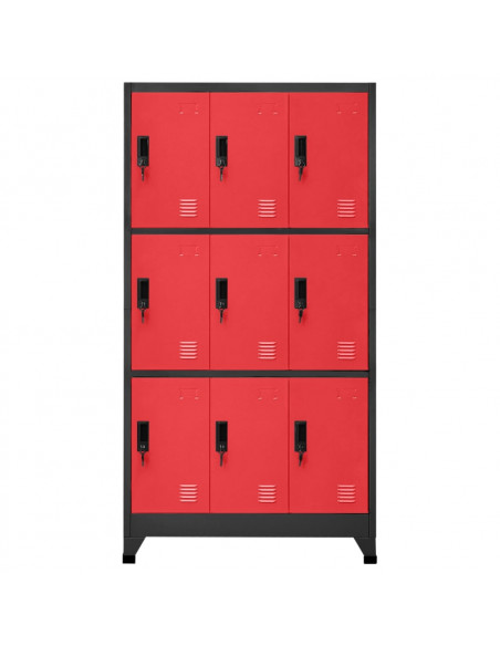 Armadietto con Serratura Antracite e Rosso 90x45x180cm Acciaio