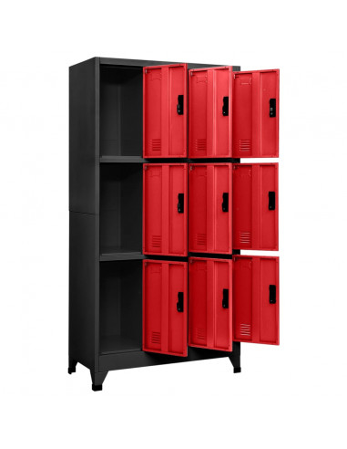 Armadietto con Serratura Antracite e Rosso 90x45x180cm Acciaio
