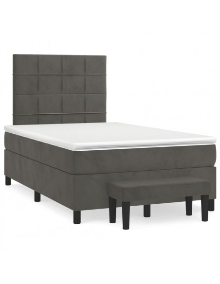 Giroletto a Molle con Materasso Grigio Scuro 120x200 cm Velluto