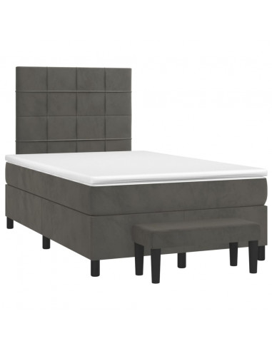 Giroletto a Molle con Materasso Grigio Scuro 120x200 cm Velluto