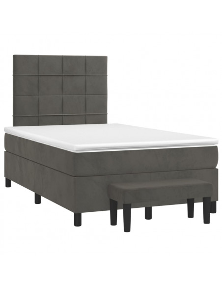 Giroletto a Molle con Materasso Grigio Scuro 120x200 cm Velluto
