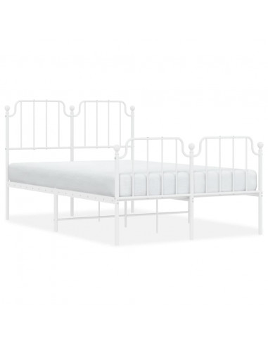 Giroletto con Testiera e Pediera Metallo Bianco 120x200 cm