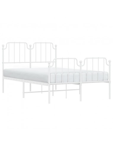 Giroletto con Testiera e Pediera Metallo Bianco 120x200 cm