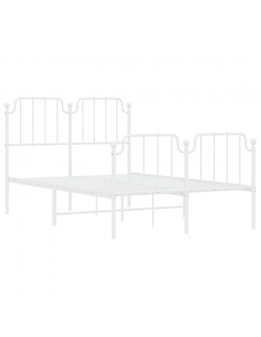 Giroletto con Testiera e Pediera Metallo Bianco 120x200 cm