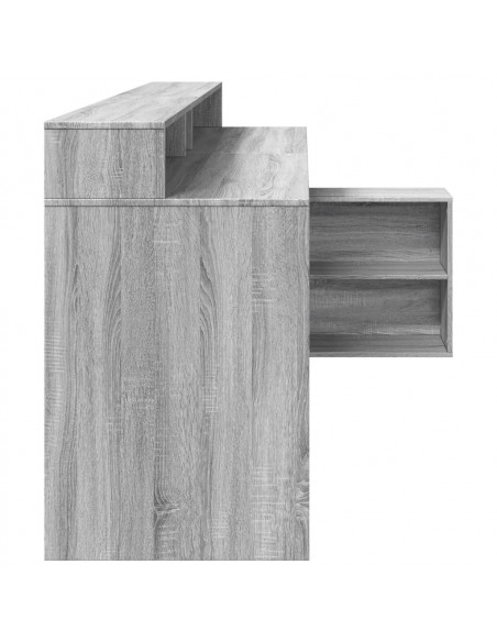 Scrivania con Luci LED Grigio Sonoma 200x104x91cm in Truciolato