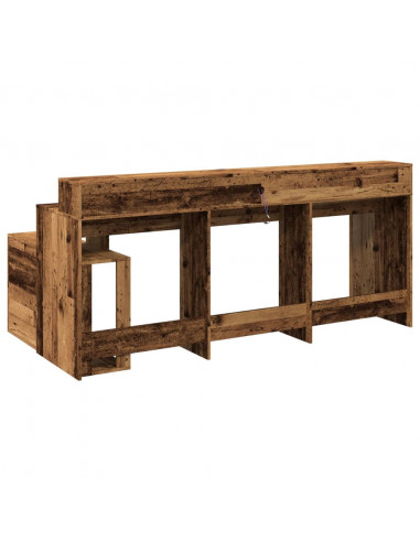 Scrivania con Luci LED Legno Antico 200x104x91 cm in Truciolato