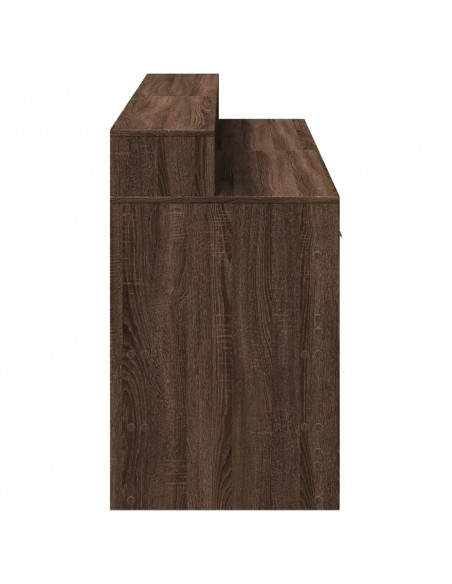 Scrivania con Luci LED Marrone Rovere 160x55x91 cm Multistrato