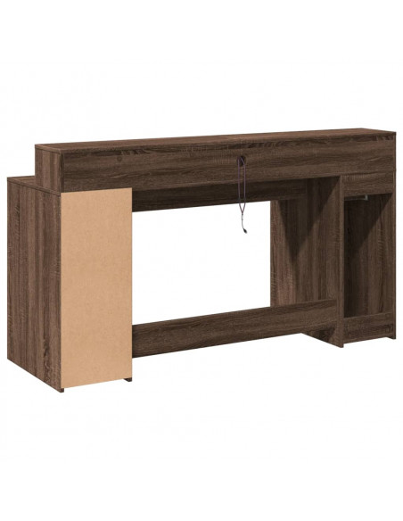 Scrivania con Luci LED Marrone Rovere 160x55x91 cm Multistrato