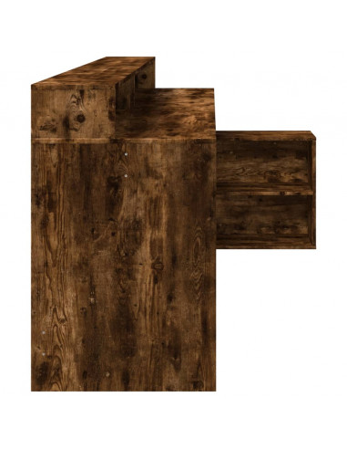 Scrivania con Luci LED Rovere Fumo 200x104x91 cm in Truciolato