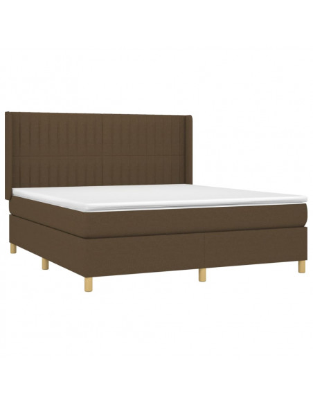 Giroletto a Molle con Materasso Marrone Scuro 180x200cm Tessuto
