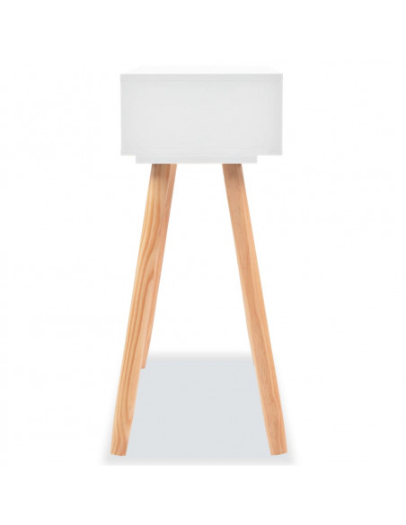 Tavolo Consolle in Legno di Pino Massello 80x30x72 cm Bianco