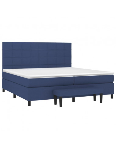 Giroletto a Molle con Materasso Blu 200x200 cm in Tessuto