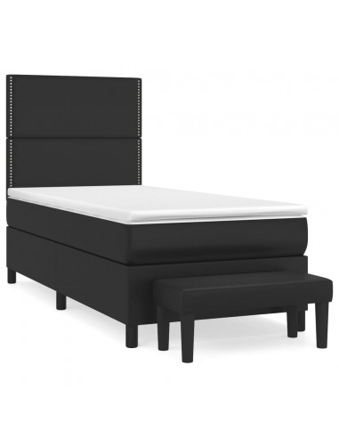 Giroletto a Molle con Materasso Nero 90x190 cm in Similpelle