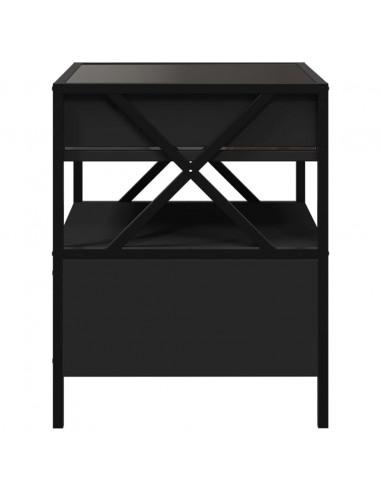 Tavolino da Salotto con LED Nero 40x40x30 cm