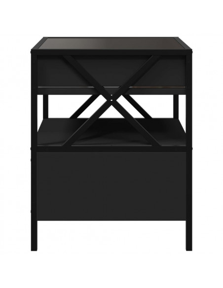 Tavolino da Salotto con LED Nero 40x40x30 cm