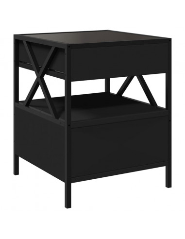 Tavolino da Salotto con LED Nero 40x40x30 cm