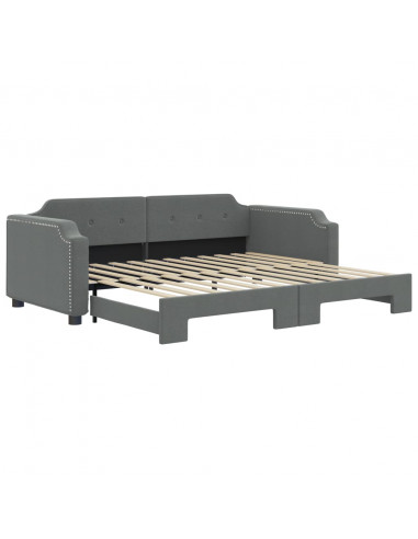 Divano Letto con Letto Estraibile Grigio Scuro 80x200 Tessuto