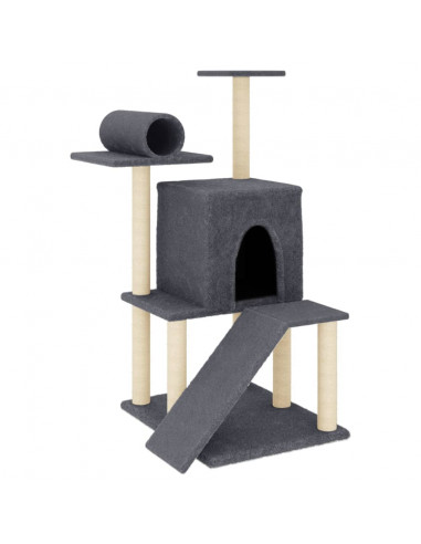 Albero per Gatti con Tiragraffi in Sisal Grigio Scuro 110,5 cm