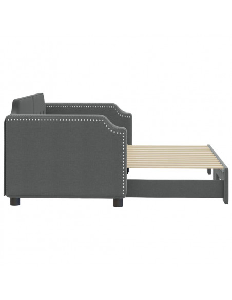 Divano Letto con Letto Estraibile Grigio Scuro 80x200 Tessuto