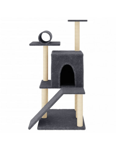 Albero per Gatti con Tiragraffi in Sisal Grigio Scuro 110,5 cm