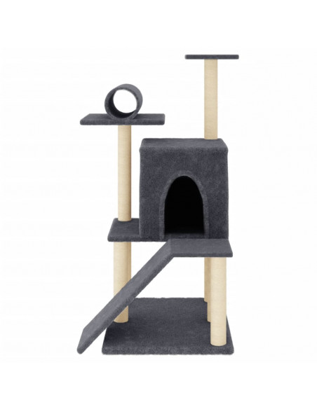 Albero per Gatti con Tiragraffi in Sisal Grigio Scuro 110,5 cm