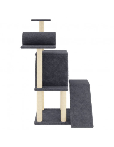 Albero per Gatti con Tiragraffi in Sisal Grigio Scuro 110,5 cm