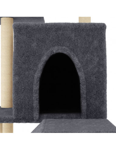 Albero per Gatti con Tiragraffi in Sisal Grigio Scuro 110,5 cm
