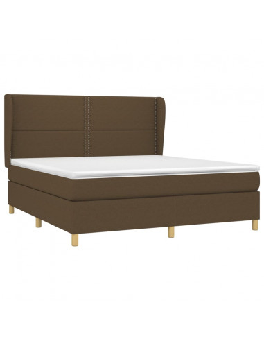 Giroletto a Molle con Materasso Marrone Scuro 180x200cm Tessuto