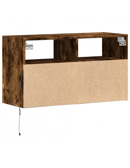 Mobile TV a Parete con Luci LED Rovere Fumo 80x31x45 cm