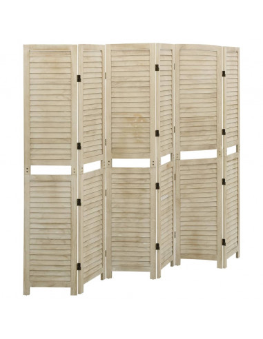 Divisorio a 6 Pannelli 210 x 165 cm Legno Massello di Paulownia