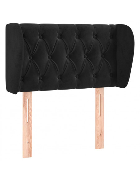 Testiera ad Orecchio Nera 83 x 23 x 78/88 cm in Velluto