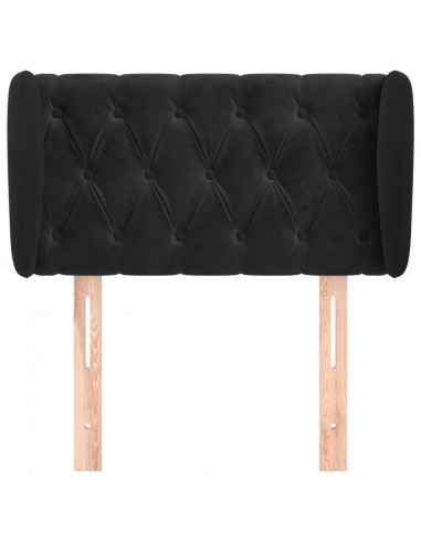 Testiera ad Orecchio Nera 83 x 23 x 78/88 cm in Velluto