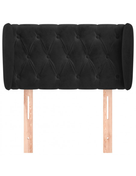 Testiera ad Orecchio Nera 83 x 23 x 78/88 cm in Velluto