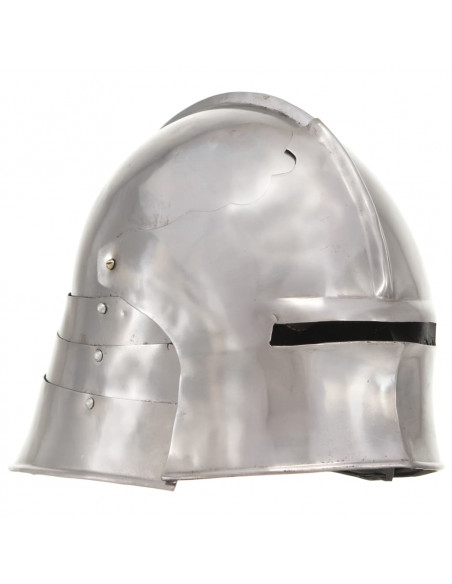 Elmo da Cavaliere Medievale Antico LARP in Acciaio Argento