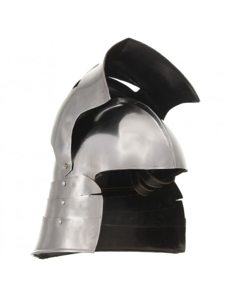 Elmo da Cavaliere Medievale Antico LARP in Acciaio Argento