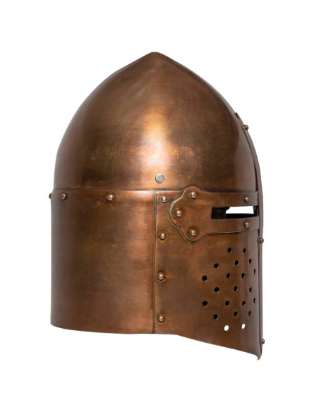 Elmo da Cavaliere Medievale Antico Replica LARP Rame in Acciaio