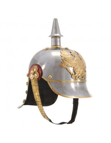 Elmo da Tedesco Prussiano Antico per LARP in Acciaio Argento