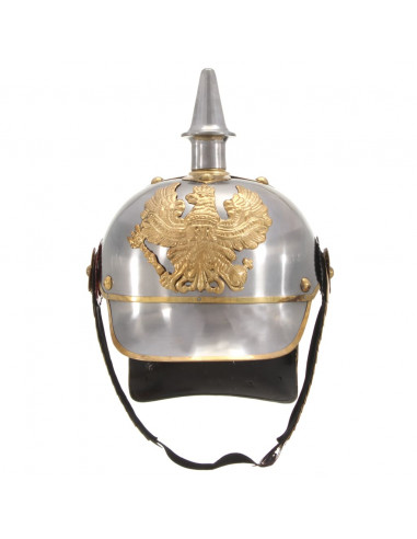 Elmo da Tedesco Prussiano Antico per LARP in Acciaio Argento