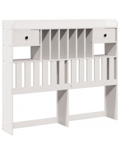 Testiera con Ripiani Bianca 135 cm in Legno Massello di Pino 2