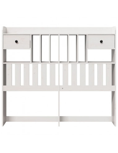 Testiera con Ripiani Bianca 135 cm in Legno Massello di Pino