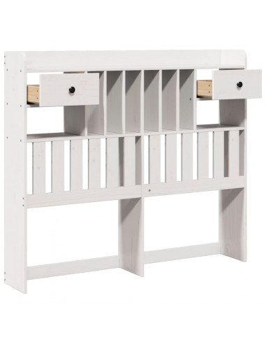 Testiera con Ripiani Bianca 135 cm in Legno Massello di Pino