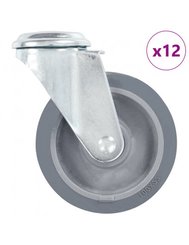 Ruote Girevoli con Foro per Bullone 12 pz 100 mm