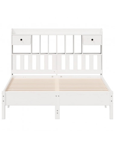 Letto Libreria senza Materasso Bianco 150x200 cm Legno di Pino